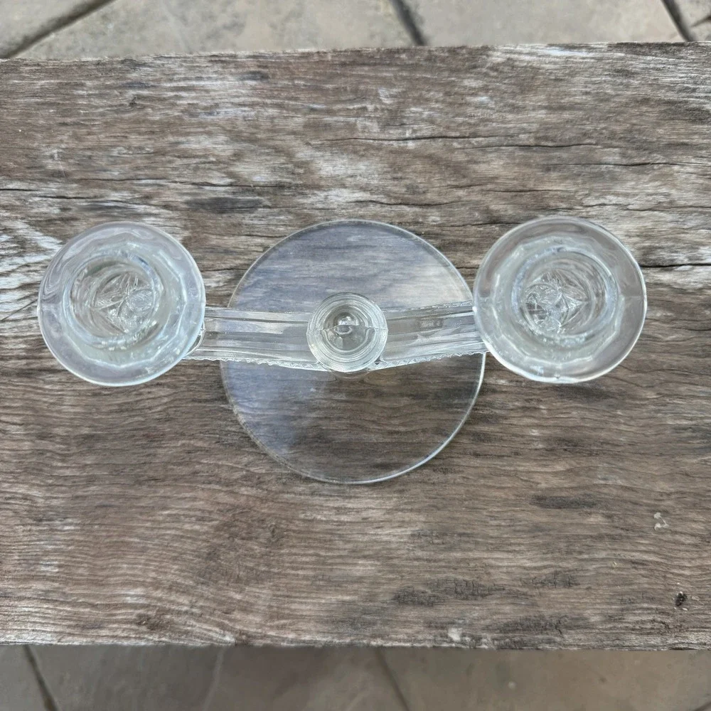 Indiana Glass Company Gothic Double Candlestick Holder Candelabra Witchy Macabre